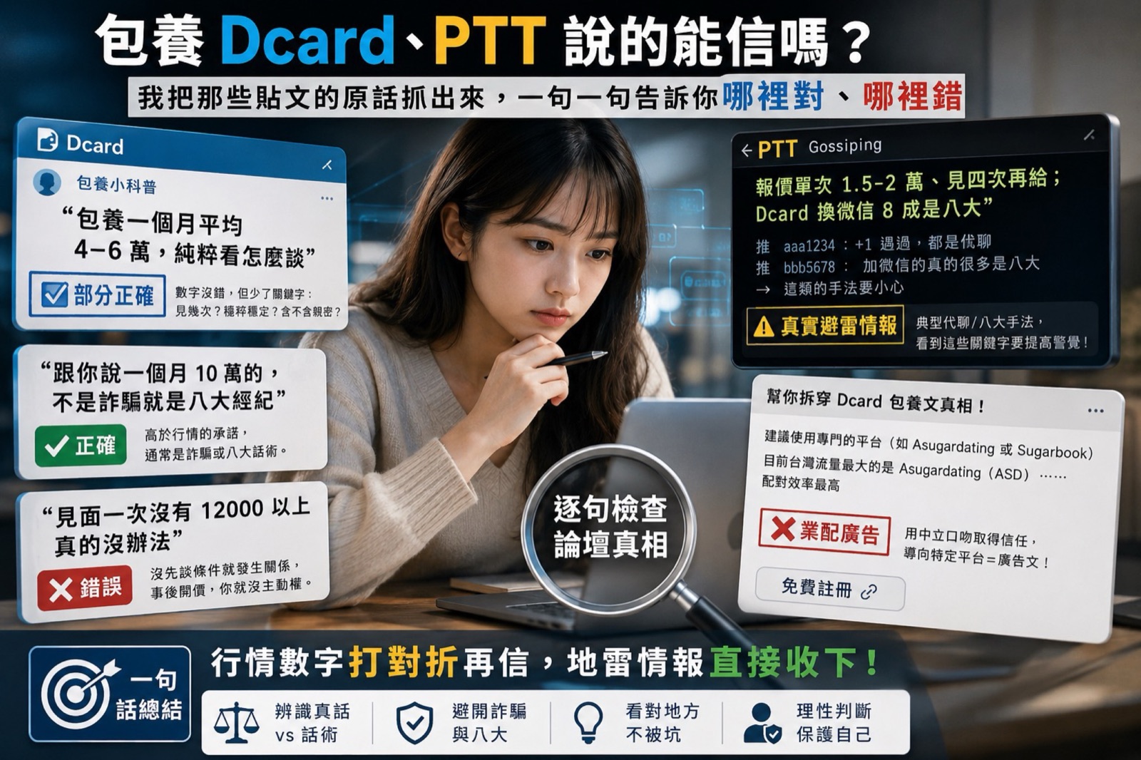 逐句檢查 Dcard、PTT 包養討論的真假